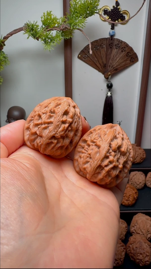 把件文玩核桃红锦锂货头 肚40