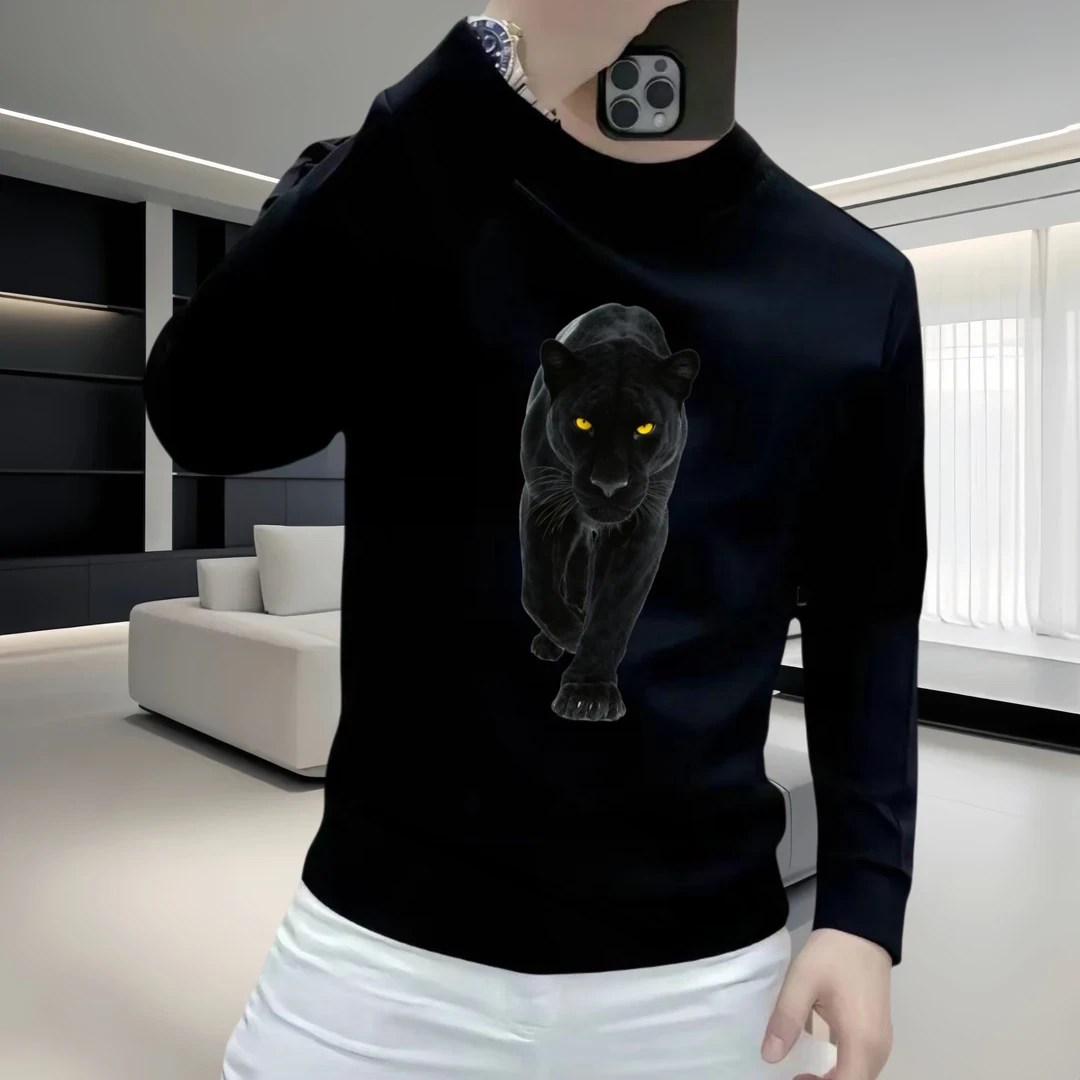 新款男士圆领加绒卫衣秋冬季潮流休闲百搭长袖时尚青年内搭上衣男