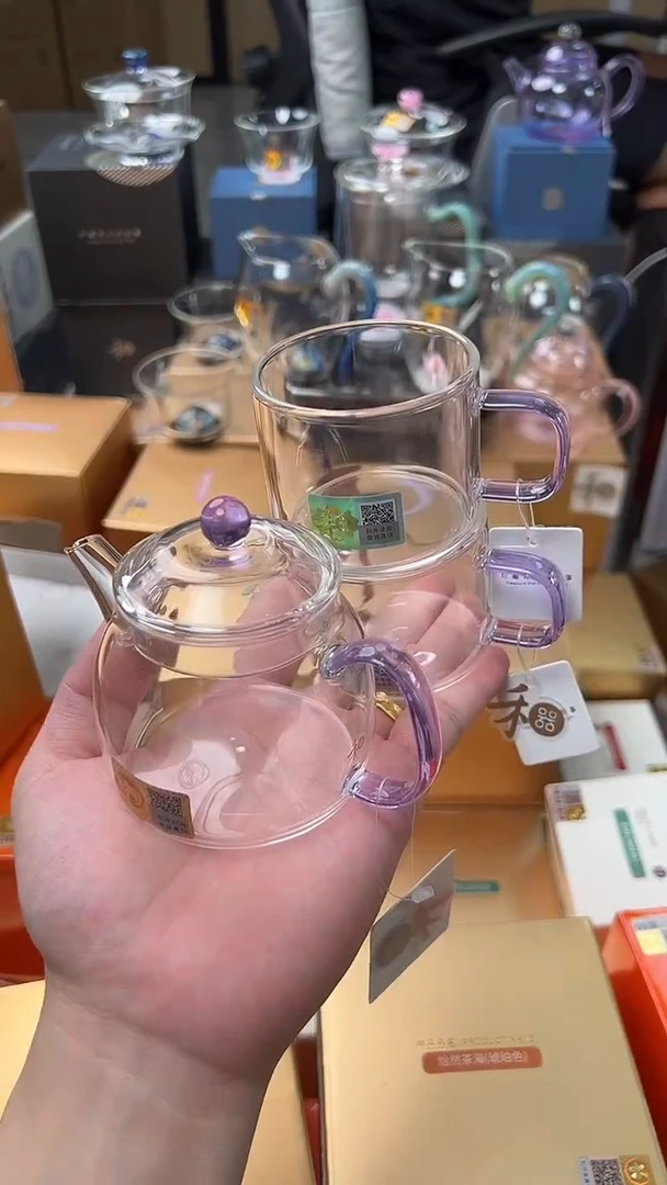 @@禾器晶彩言卿壶浅紫色+清禾杯浅紫色2只