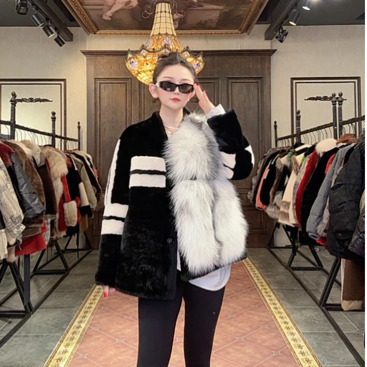 【DCP•Flagship store】85098 2025新款水貂狐狸毛皮毛一体外套