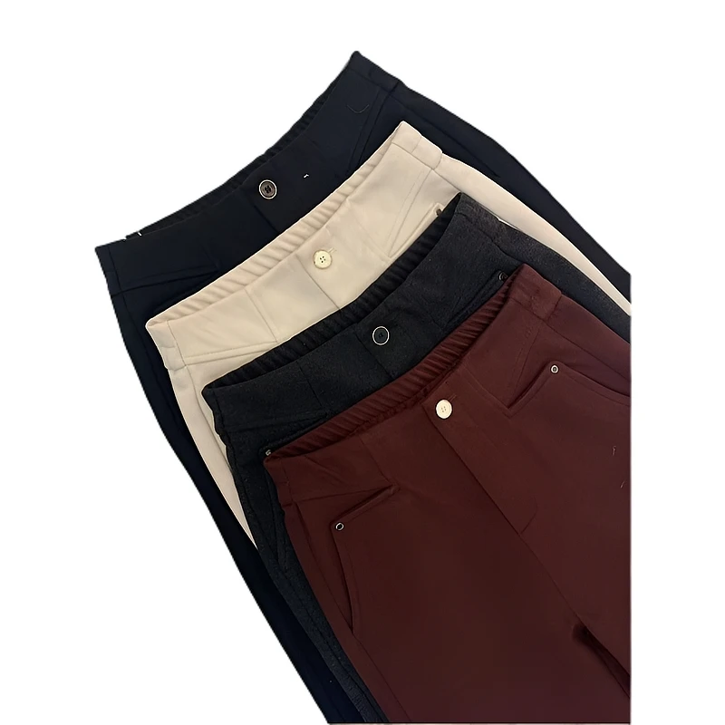 9883超细澳洲醋酸羊 毛暖绒冬季窄版直筒阔腿裤