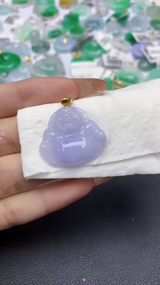 颈饰18K金镶嵌翡翠a货假一赔三支持复检百元上9元证书费自理