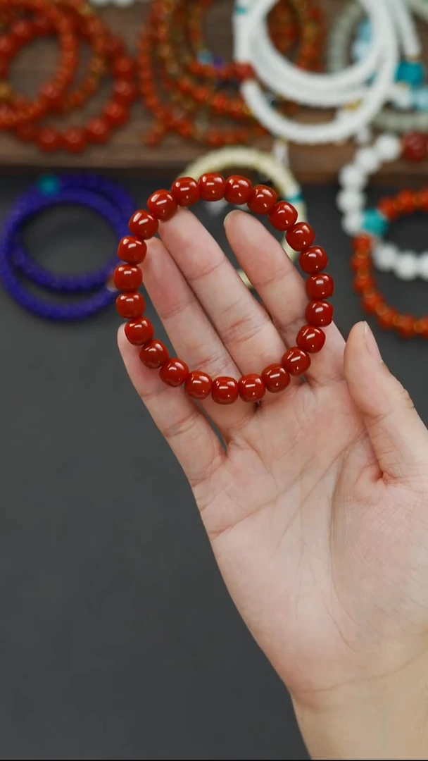 未镶嵌111南红玛瑙8*后梵阁精品文玩回血