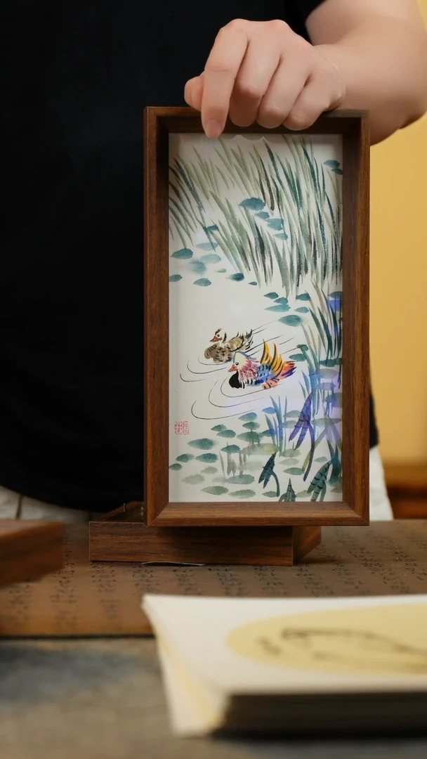 国画15*27.5纯手绘国风国画摆台