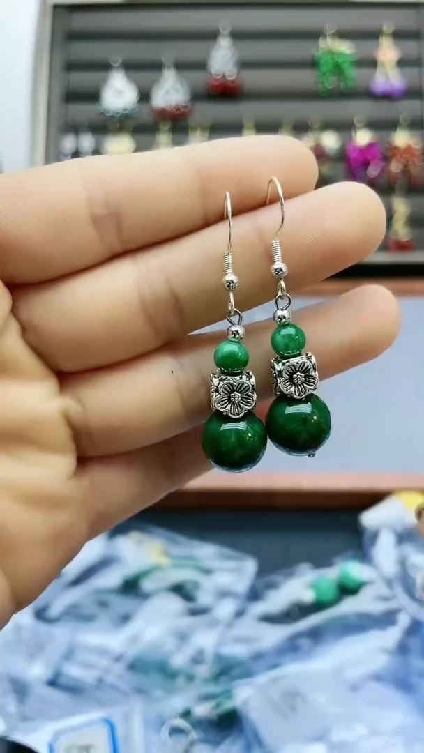 【闪购商品】翡翠耳饰银S925镶嵌100300