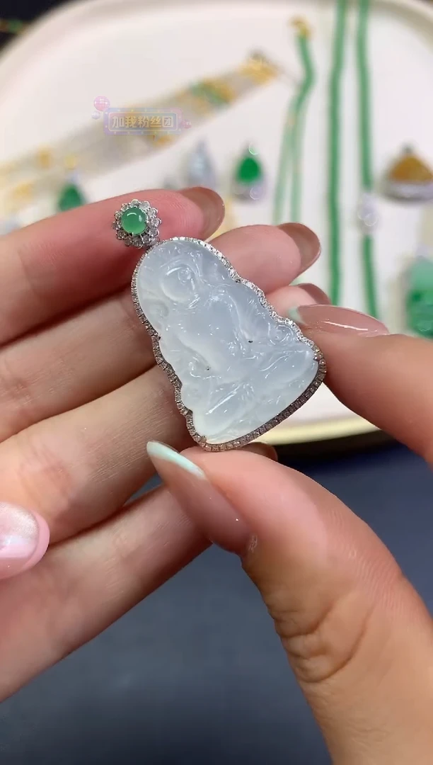 翡翠18K金镶嵌吊坠(不含链)吊坠|6500+0