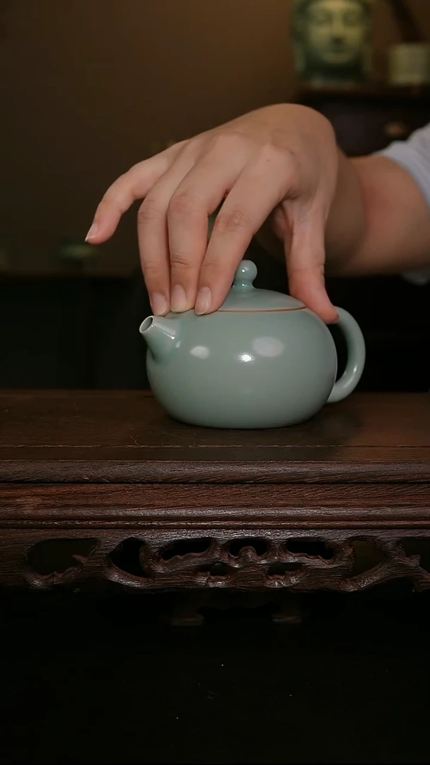 摆件仿古手工军绿西施壶