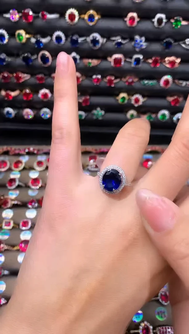 【闪购商品】蓝宝石戒指银S925镶嵌1012