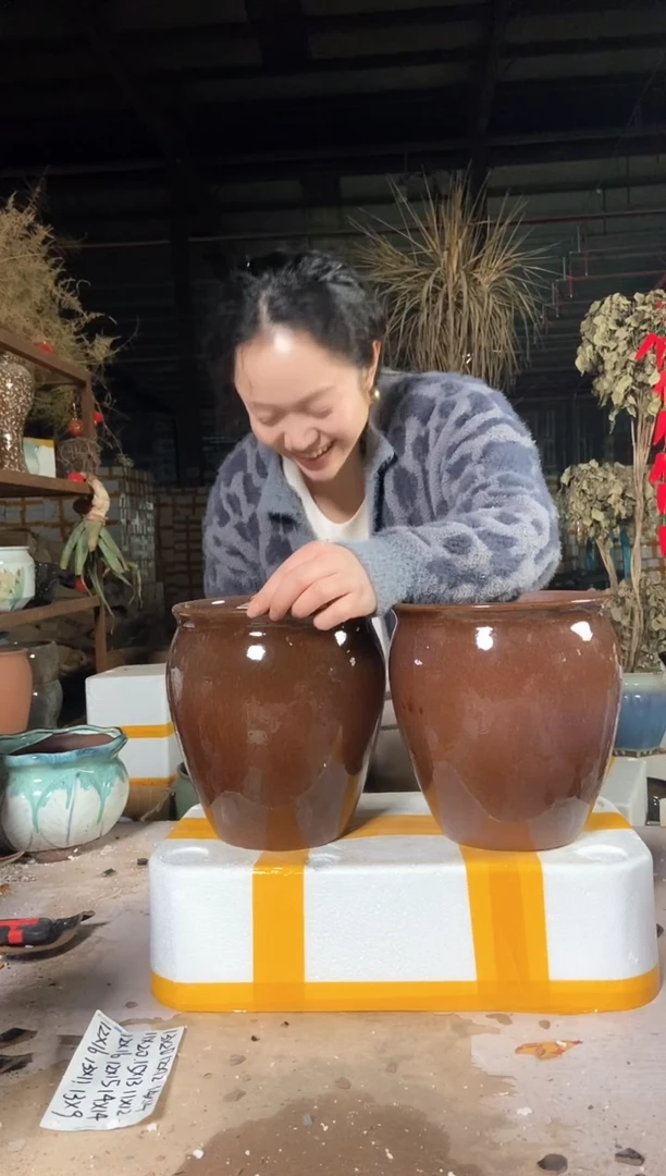 宜兴紫砂粗陶花盆19*21