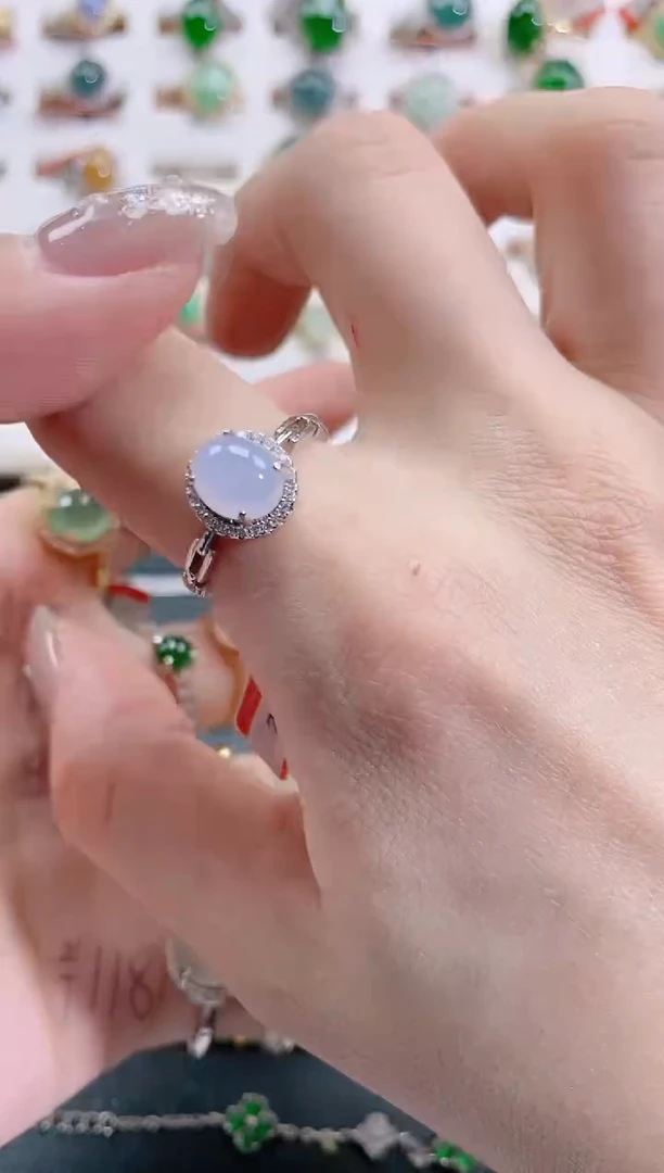 银S925镶嵌戒指翡翠天然翡翠