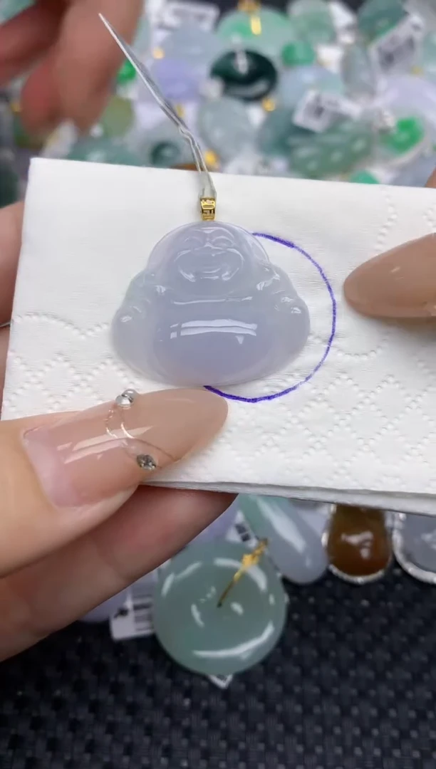 颈饰18K金镶嵌翡翠3   天然翡翠A货  百元以上9米证书费自理