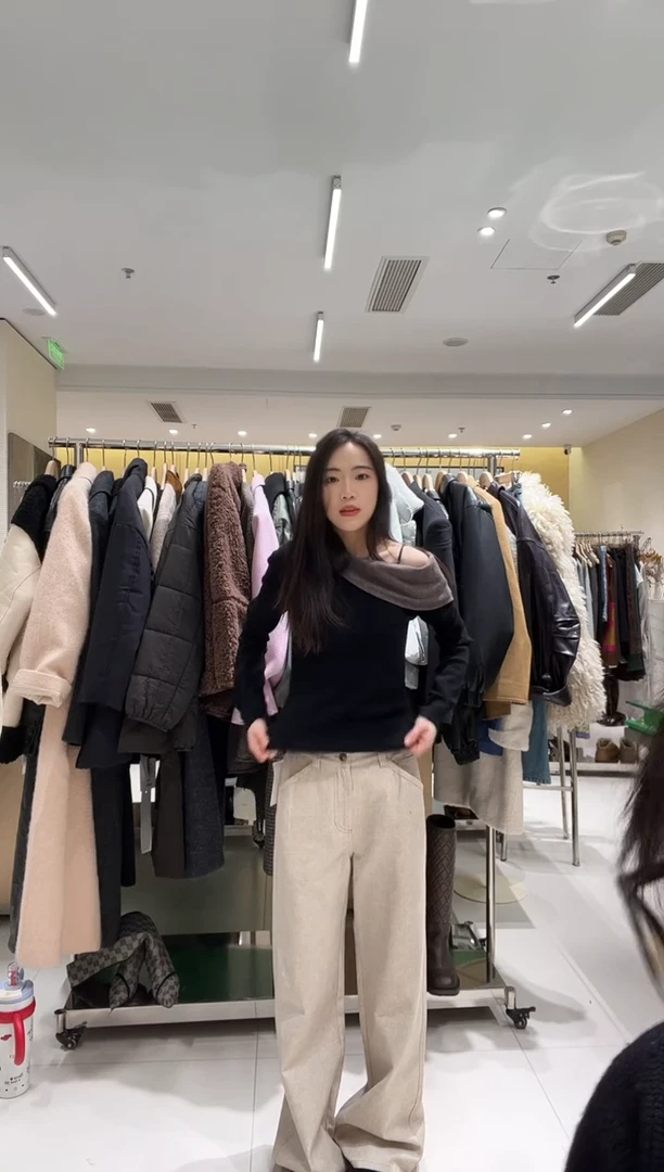 YOEYYOU 简约直身仿牛长裤 XS最后一件