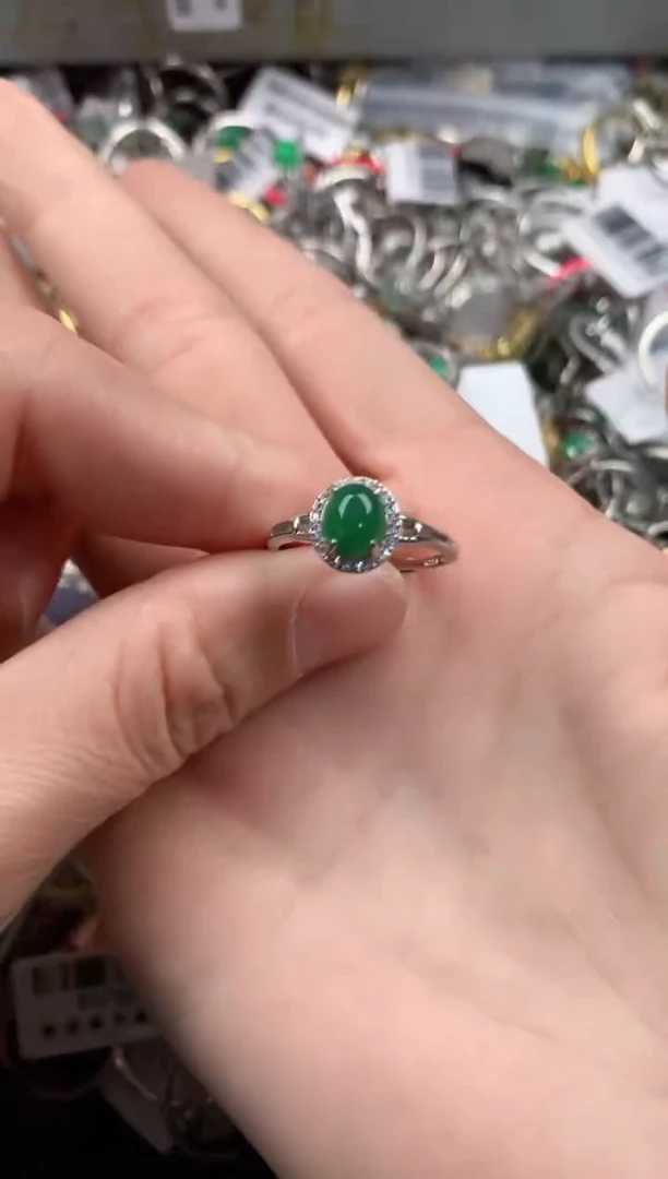 银S925镶嵌戒指翡翠333   4