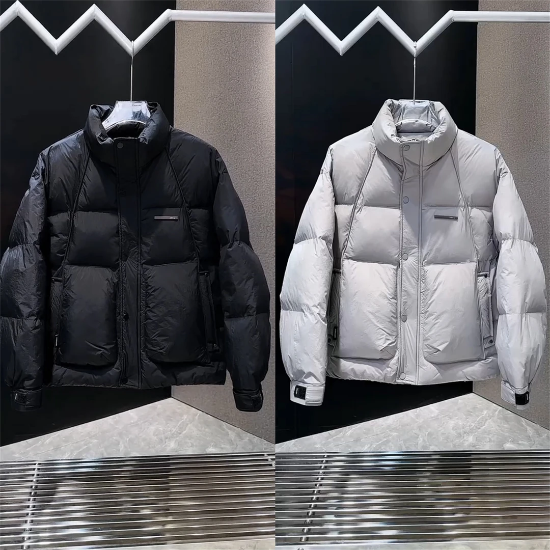 冬季新款加厚解构排骨棉衣棉服男士时尚高级简约百搭休闲立领棉袄