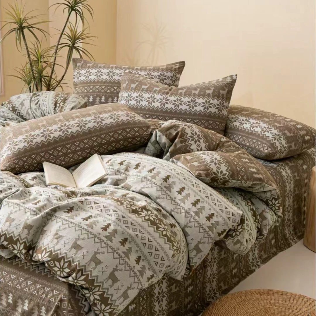 【DADONG·麋鹿-黄棕】200*230麻被罩轻奢多功能可机洗