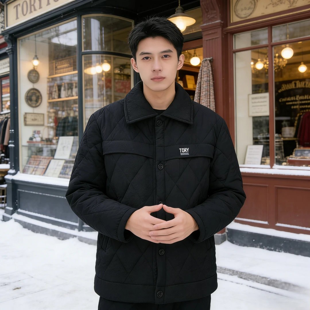 新款冬季男士轻奢睡衣套装三层夹棉加厚家居服防风防水羽绒料0323