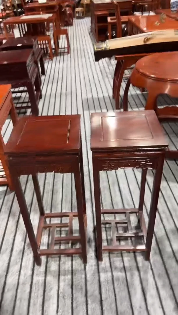 花梨木类家具微瑕一对酸枝木福字花架不退不换