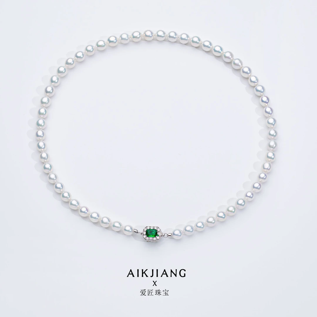 AIKJIANG/爱匠【白总】炫彩人鱼姬珍珠项链白色时尚气质 7mm左右