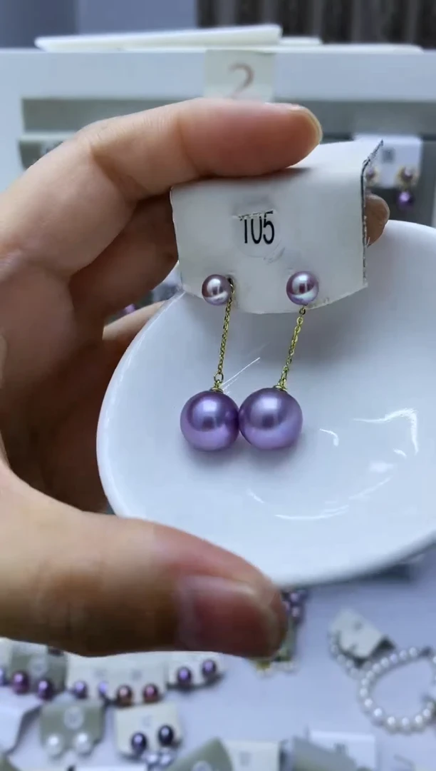 银S925镶嵌淡水珍珠耳饰105