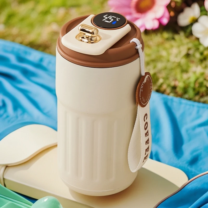 学生不锈钢温显车载家用简约便携式可爱高档网红大容量保温杯女士