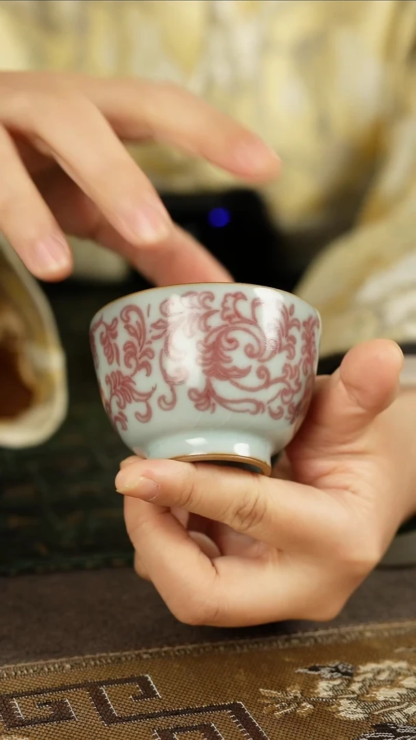 善窑厂汝窑釉里红主人杯