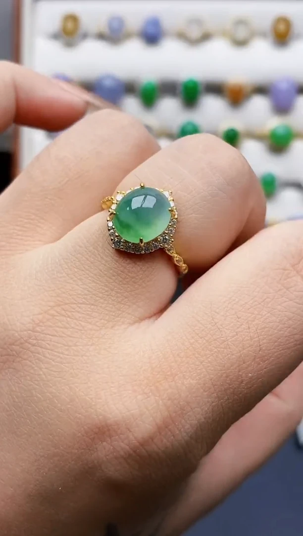 银S925镶嵌戒指翡翠0182