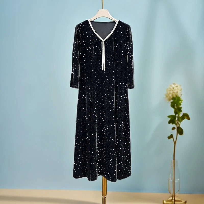 248168新款显瘦遮肚子上档次轻奢女士气质时尚中老年妈妈装连衣裙
