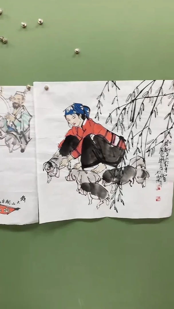 竖款精品四尺斗方人物，