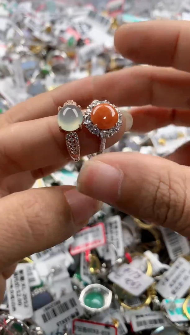 银S925镶嵌戒指翡翠555----5