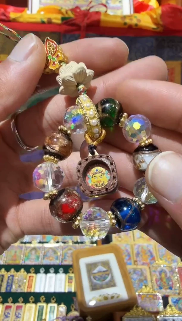 吊坠黄财神擦擦车挂-纯手绘唐卡拉萨直发