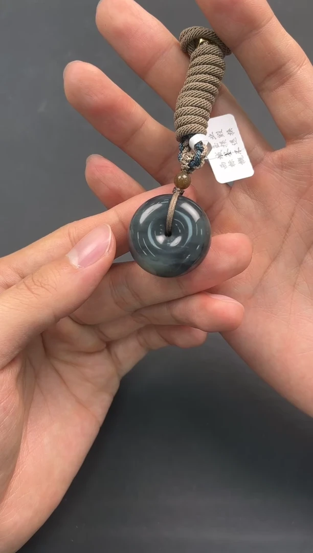 未镶嵌手串和田玉若羌青花平安扣微色差