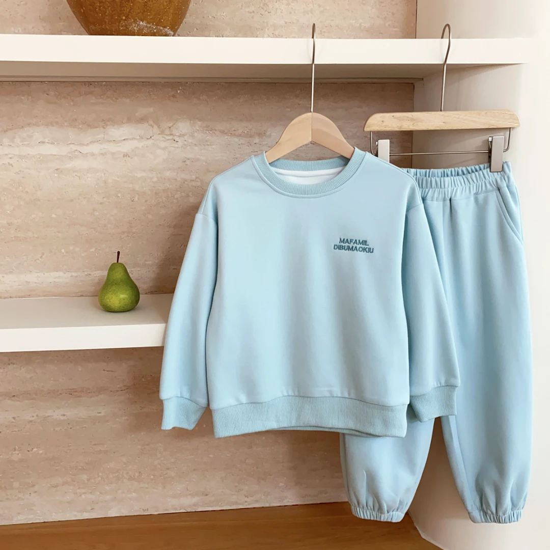 儿童圆领长袖套装2025新款男女童两件套秋季时尚运动套装Z251015T