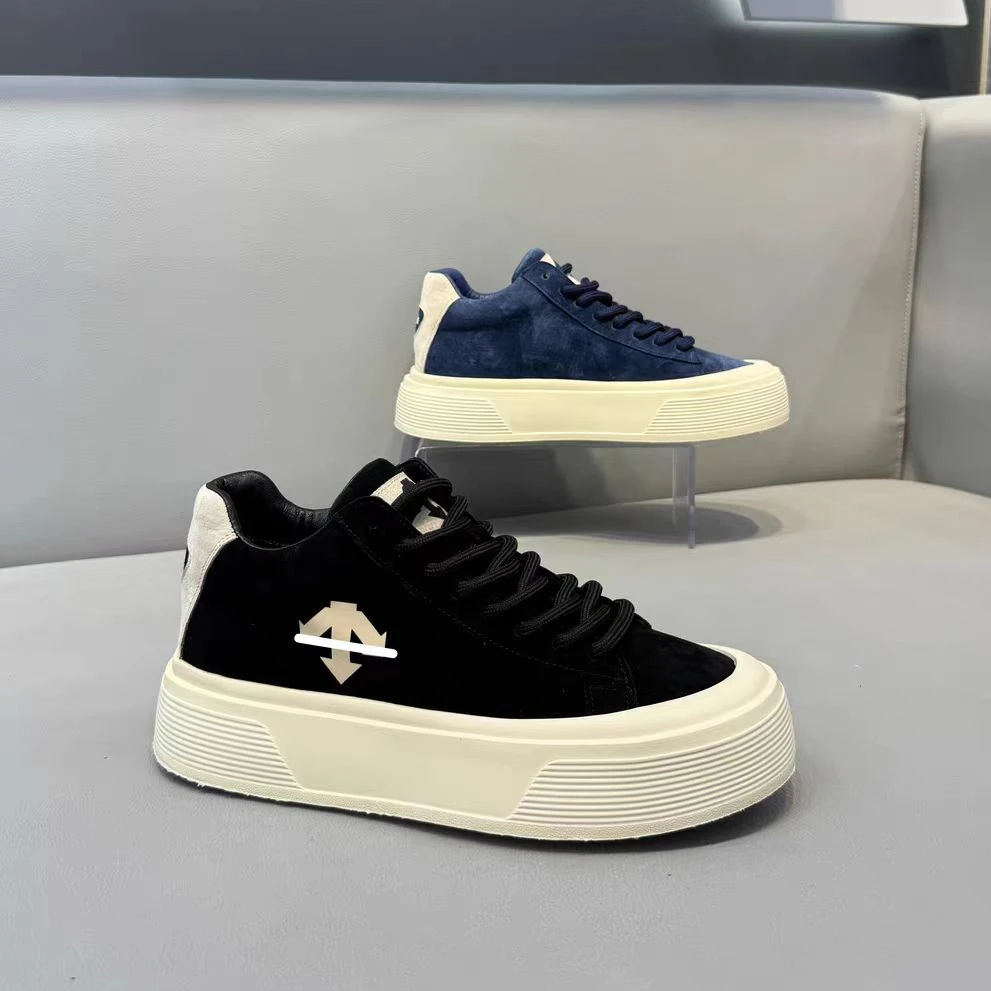 2025年新款秋冬皮面拼接厚底时尚男鞋增高鞋运动鞋休闲鞋潮鞋板鞋