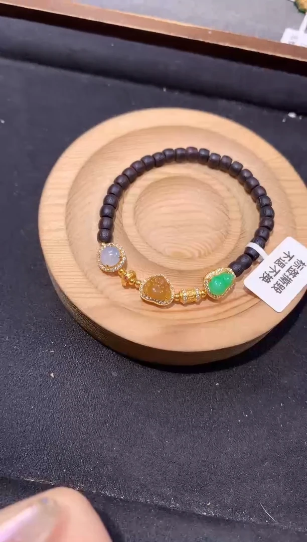 银S925镶嵌手链翡翠手串