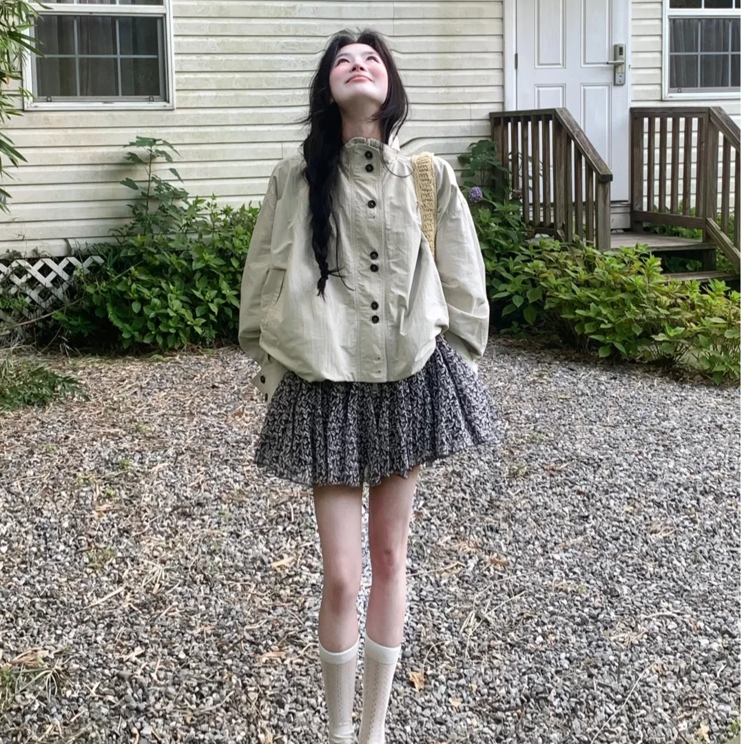 早初秋新款休闲欧若风外套半身裙两件套女气质森系小个子裙子套装