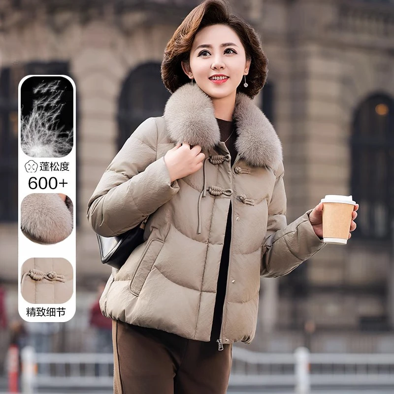 气质妈妈装冬装羽绒棉服中年气质外套中老年女装冬季加厚保暖棉袄