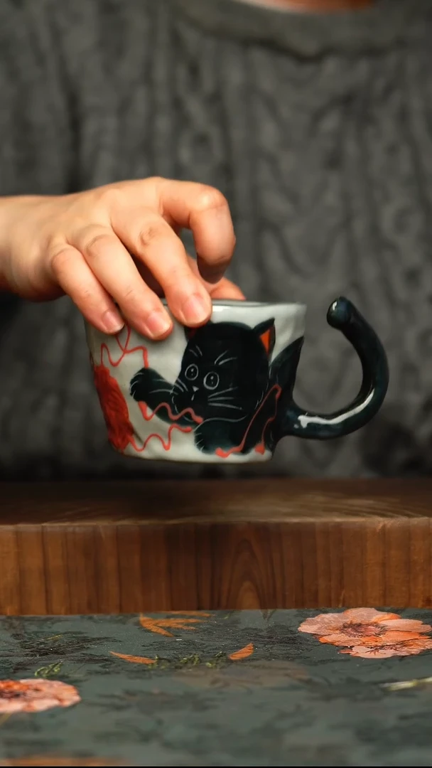杯釉下彩手工手绘同款陶器