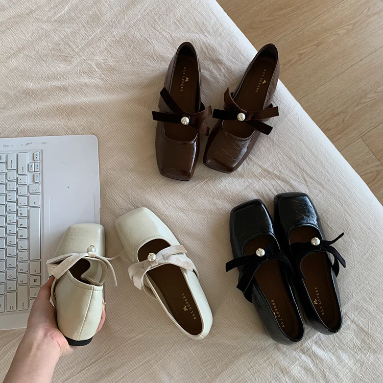 蝴蝶结一字带内增高白色玛丽珍鞋女配裙子休闲风温柔晚晚鞋芭蕾舞