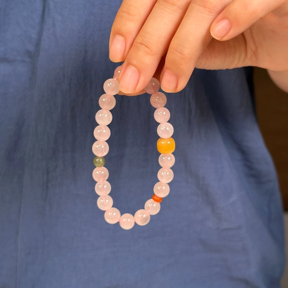 芙蓉色粉水晶-琢勤珠宝-单圈百搭手串
