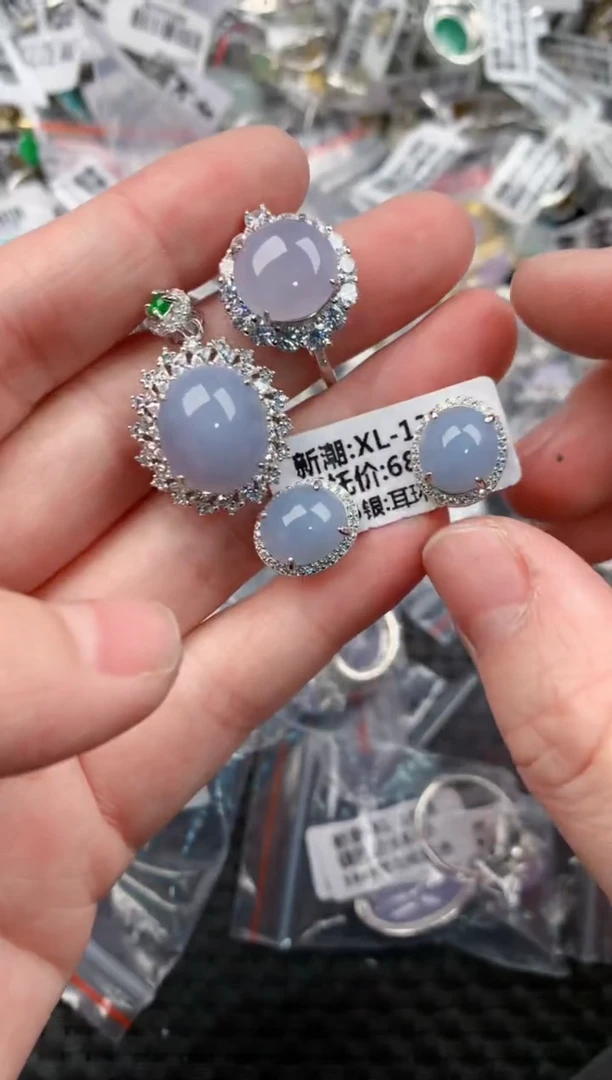 银S925镶嵌戒指翡翠13       5