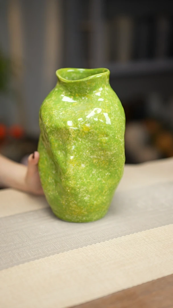 花器陶瓷花瓶草原绿光面002