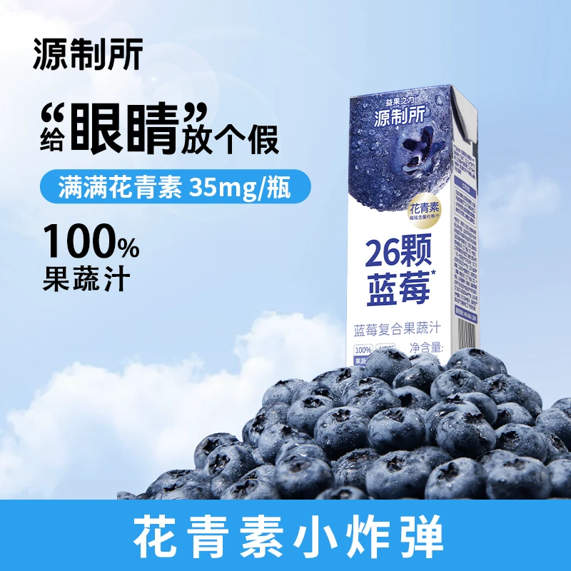 源制所26颗蓝莓100%复合果蔬汁含多颗蓝莓的果汁饮料