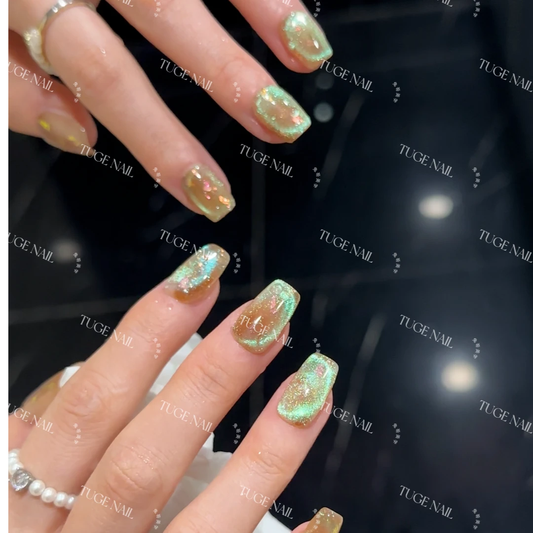 TugeNail “第九扇窗” 春夏渐变猫眼美甲气质简约琥珀穿戴甲TGT302