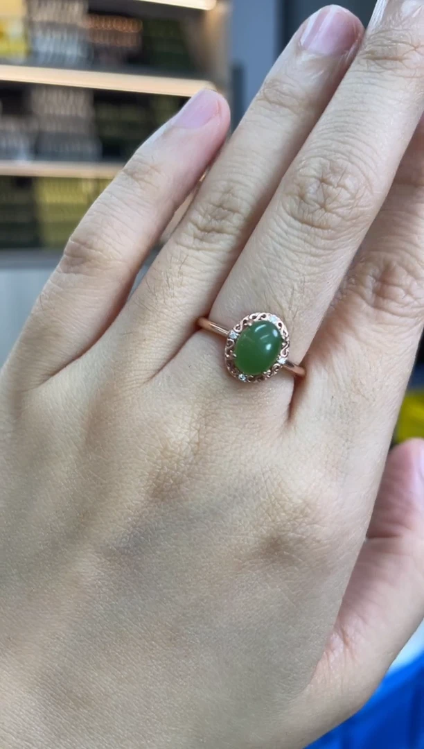 和田玉戒指银S925镶嵌多样性发一件