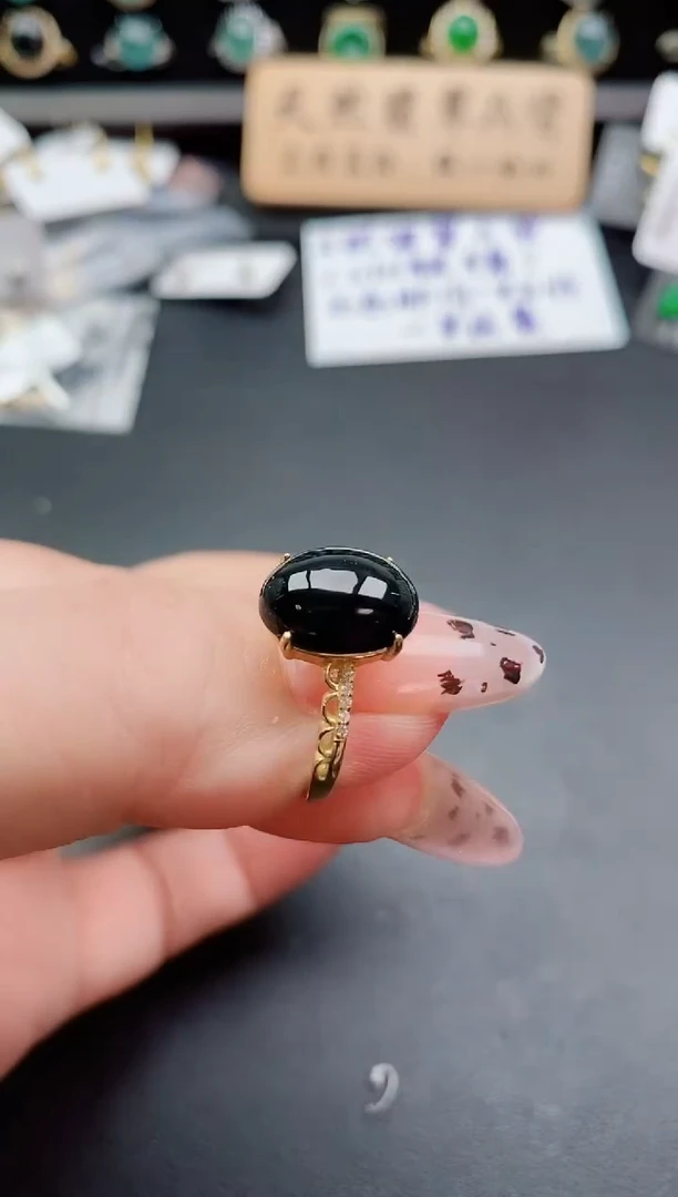 银S925镶嵌戒指翡翠1