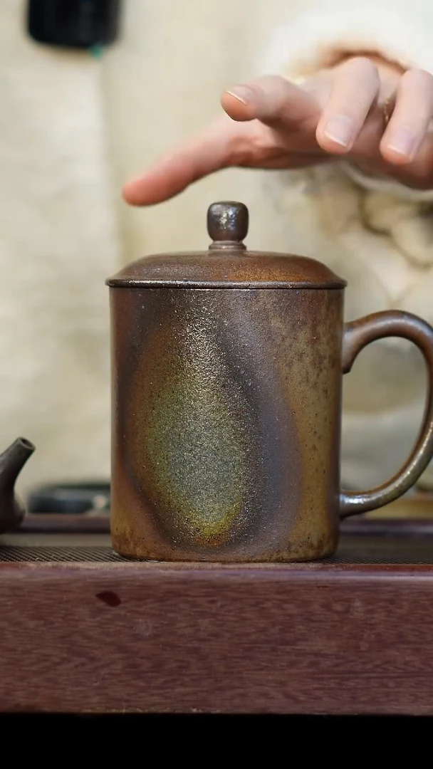 茶壶紫砂柴烧紫砂 段泥盖杯450cc