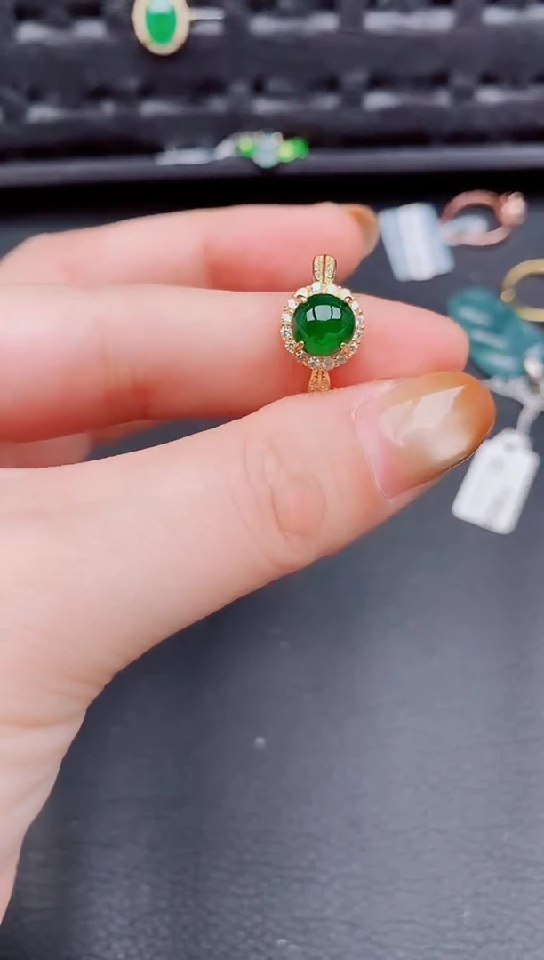 【闪购商品】翡翠戒指银S925镶嵌天然a货翡翠811