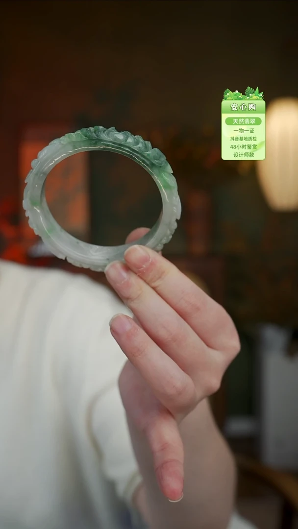 颈饰未镶嵌翡翠55/56/翡翠缅料雕花镯