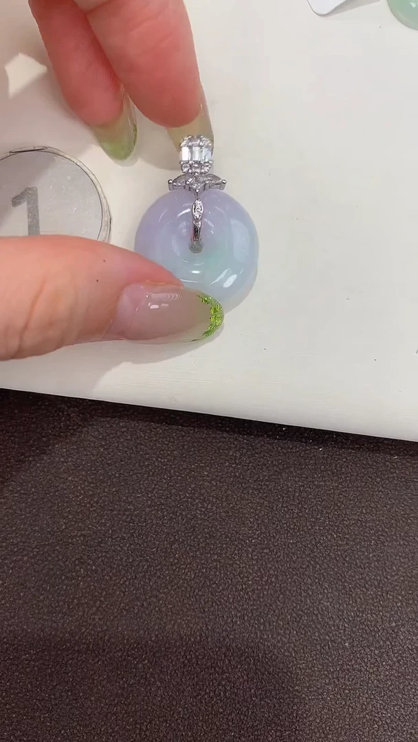 颈饰银S925镶嵌翡翠天然缅甸a货翡翠