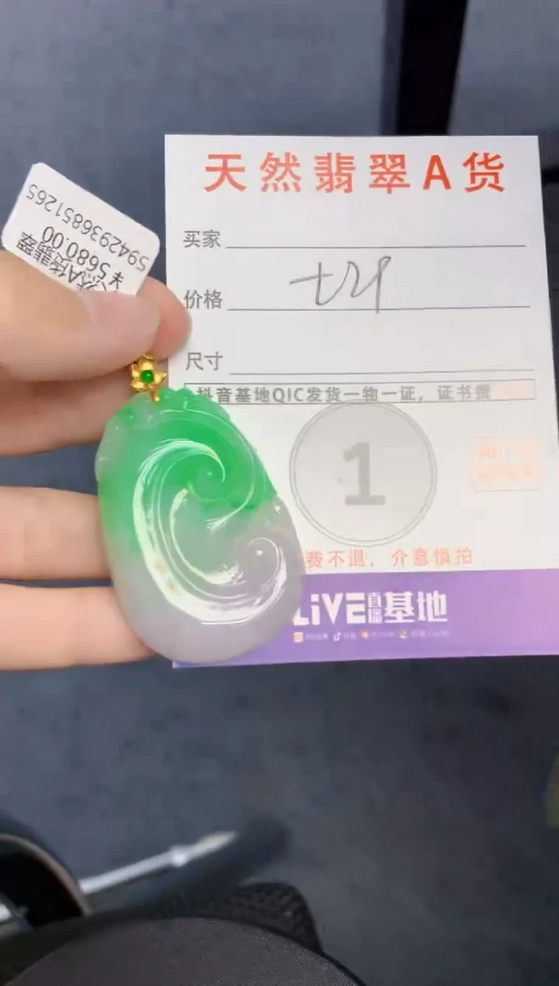 颈饰18K金镶嵌翡翠天然缅甸A货翡翠百元以上9元证书费自理